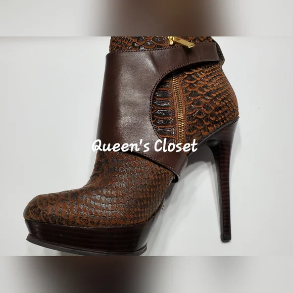MICHAEL Michael Kors | Platform Snake Embossed Leather Ankle Booties | BRAND NEW - Picture 2 of 9